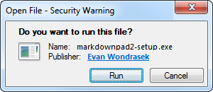 Chrome步骤2：打开MarkdownPad安装程序。