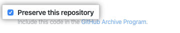 允许 GitHub 在 GitHub 存档计划 中包含您的代码的复选框